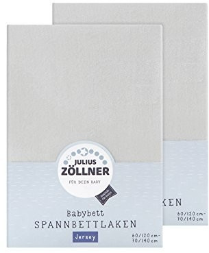 Julius Zöllner Fitted Sheets Jersey 2-Pack 60/120 - 70/140 - Light Grey