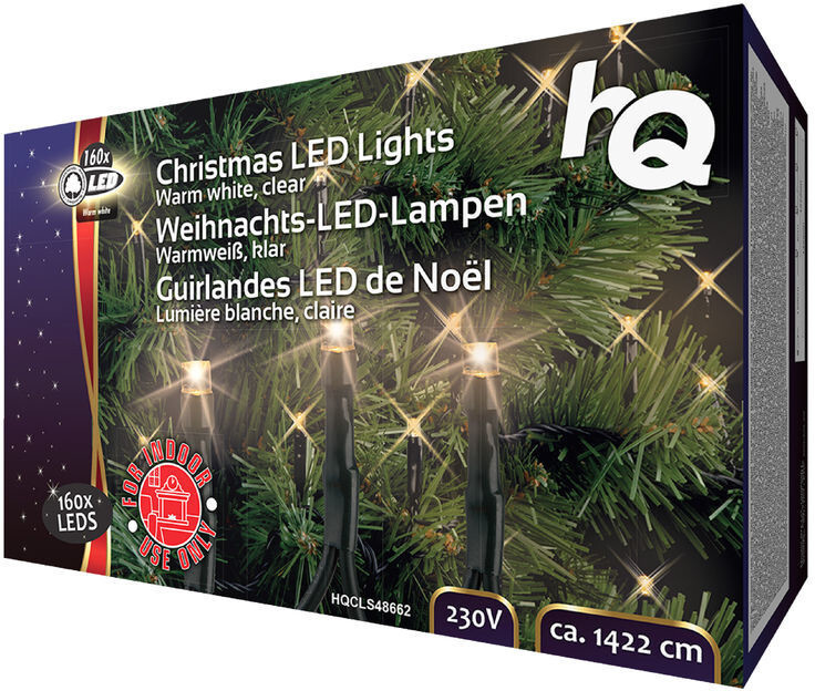 HQ Christmas LED Lights Warm white, clear 160 pcs.