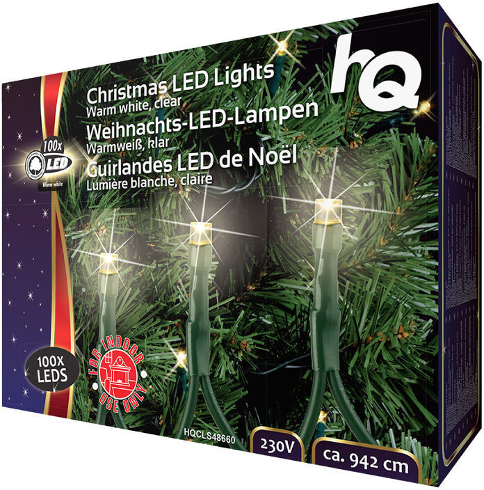 HQ Christmas LED Lights Warm white, clear 100 pcs.