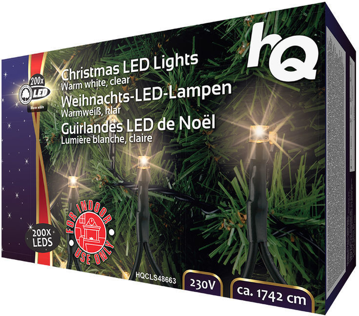 HQ Christmas LED Lights Warm white, clear 200 pcs.