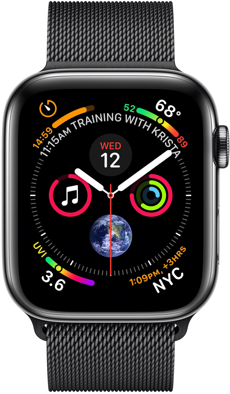 Apple Watch Series 4 GPS + Cellular 40 mm acier inoxydable noir sidéral boucle milanaise noir sidéral