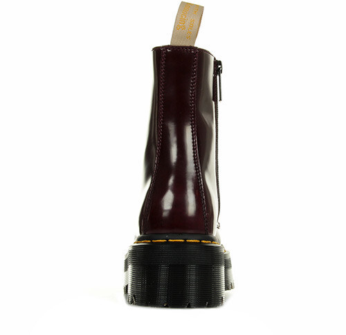 Dr martens unisex jadon vegan cherry red quad cambridge brush boots on sale