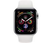 Apple Watch Series 4 GPS + Cellular 40mm silber Edelstahl Sportarmband weiß