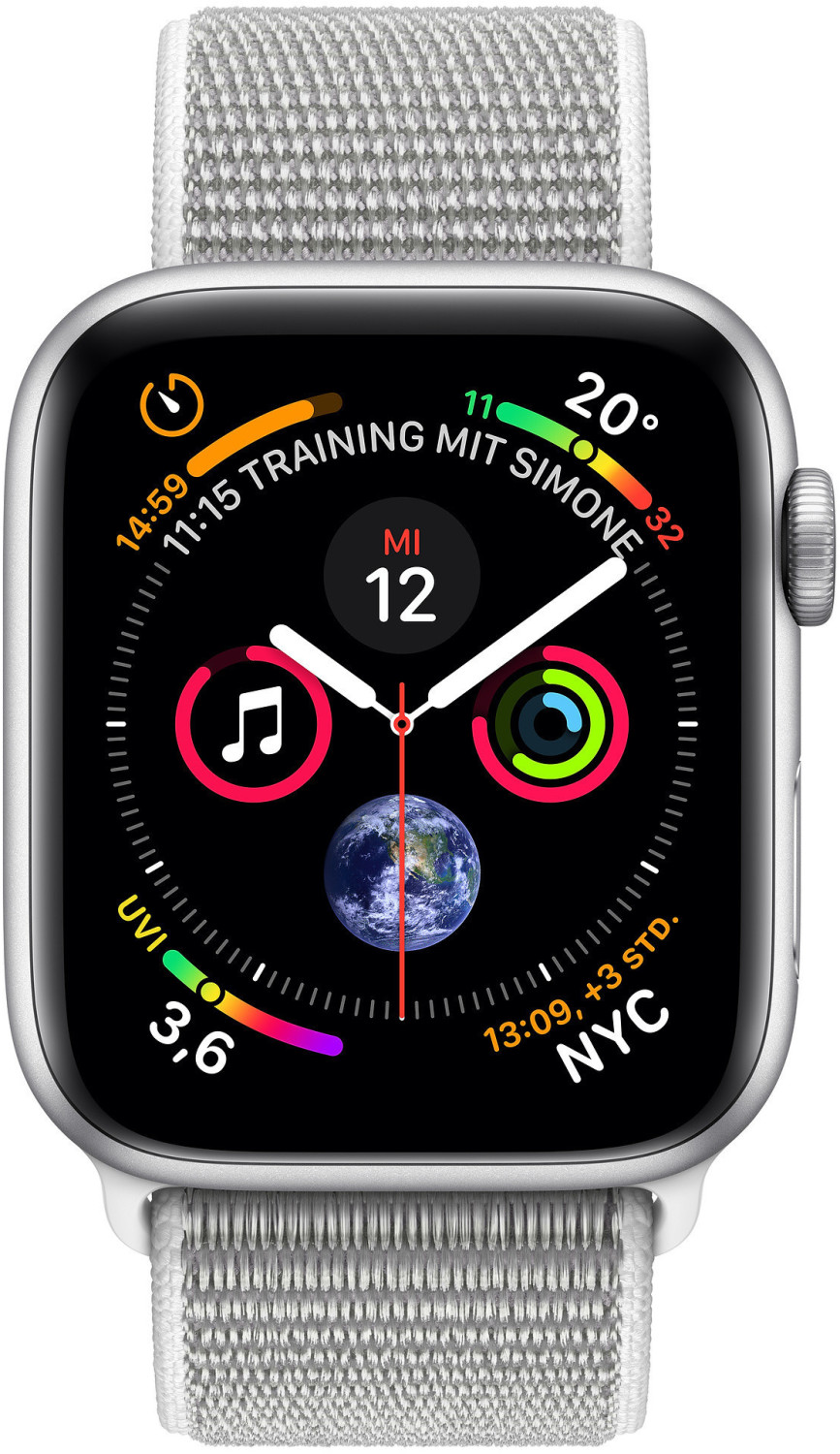 Apple Watch Series 4 GPS + Cellular 40 mm aluminium argent boucle sport coquillage