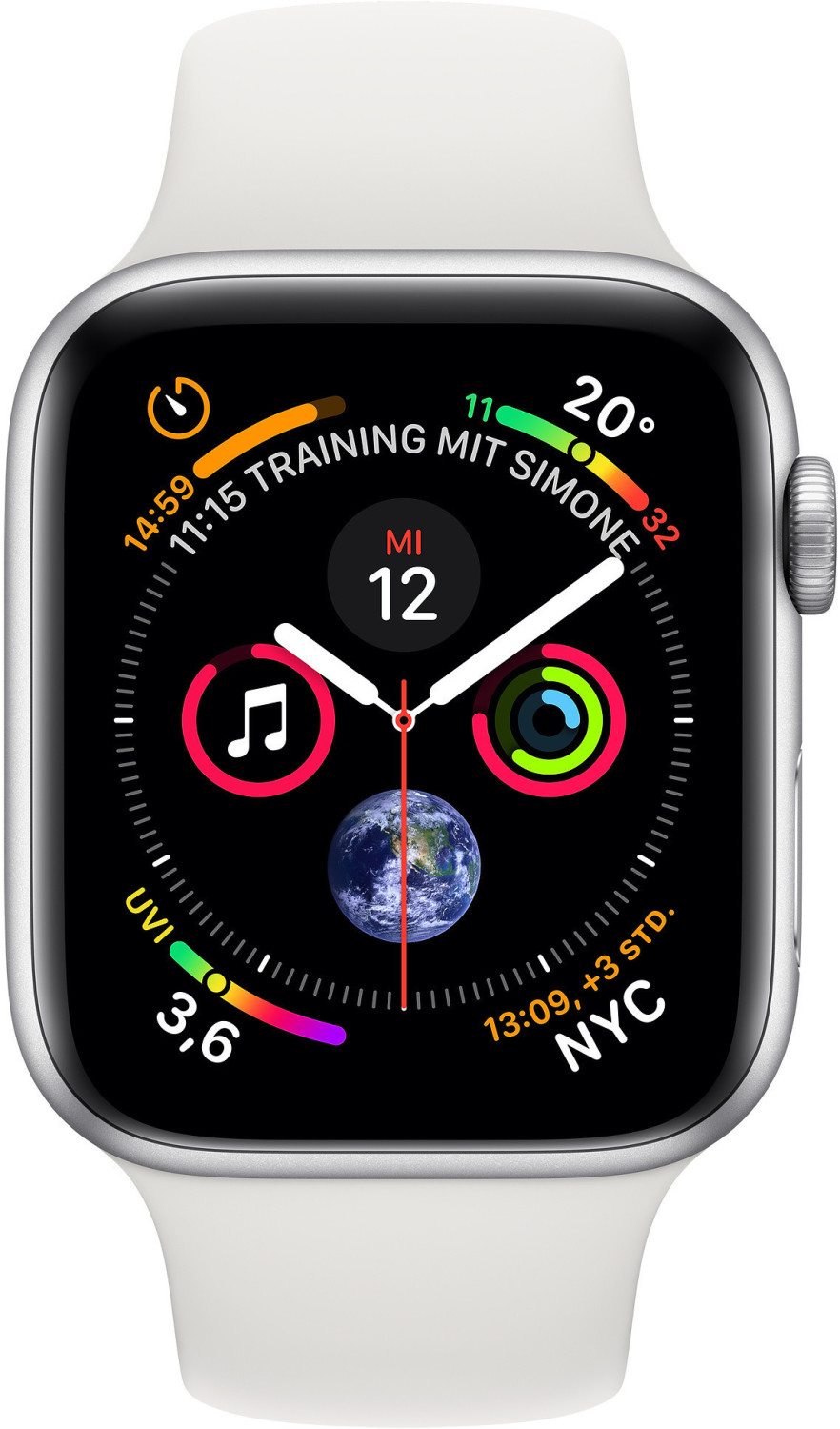 Apple Watch Series 4 GPS + Cellular 40 mm aluminium argent bracelet sport blanc