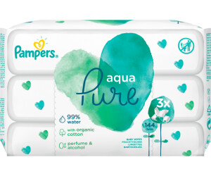 18 x 48 Stück Pampers Aqua Pure Feuchttücher Hergestellt mit Bio-Baumwolle 