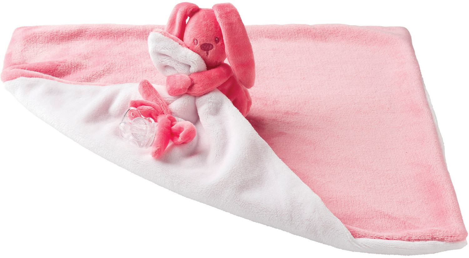 Nattou Doudou couverture corail/rose ciel Lapidou