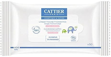 Cattier Lingettes nettoyantes visage, mains et siège (x50)