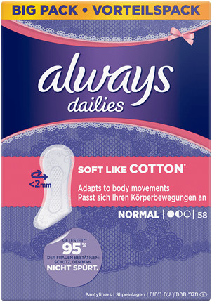 Always Dailies Soft Like Cotton Normal Pantyliners (58 pcs)