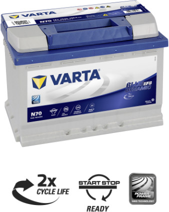 BATTERIE VARTA START STOP EFB N70 12V 70AH 760A - Batteries Auto, Voitures,  4x4, Véhicules Start & Stop Auto - BatterySet