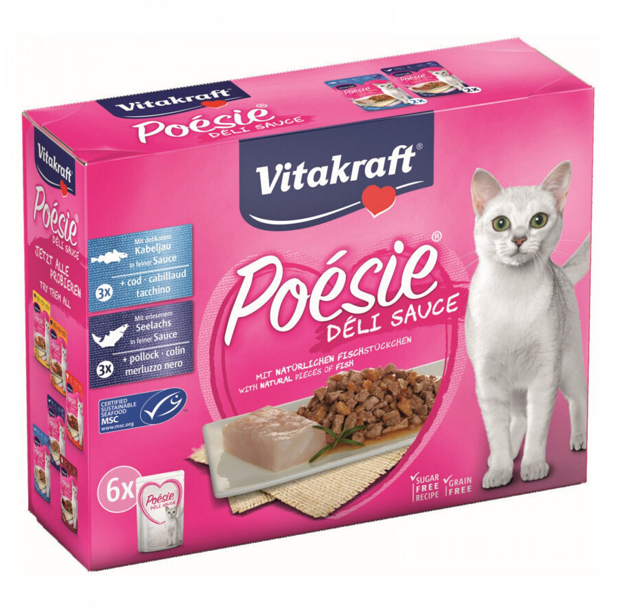 Vitakraft Poésie Déli Sauce Multipack assortiment de poissons (6 x 85 g)