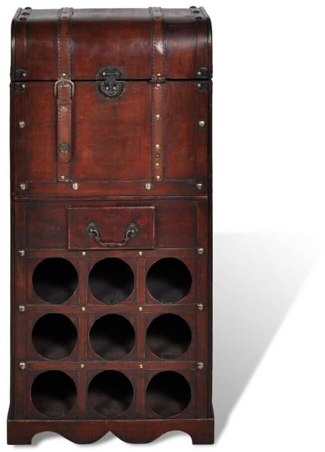 VidaXL Wooden Bottle Rack for 9 Bottles with Storage Chest (240506)