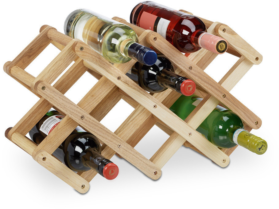 Relaxdays Wine rack wood walnut for bottles