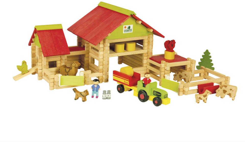 JeuJura Grande ferme avec tracteur et animaux - 220 pièces