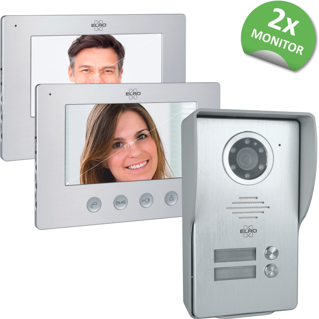Elro 2-Family Video Door Phone with 2x 18cm Screen (DV477W2)