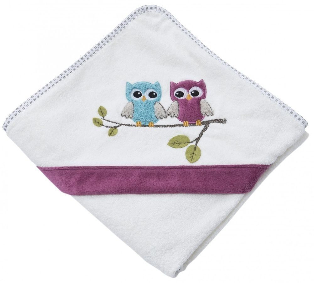 Be Be's Collection Hooded Towel Owls purple