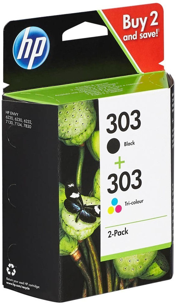 HP 303 - Pack de 2 - noir et 3 couleurs - cartouche d'encre