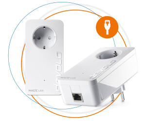 devolo Magic 1 WiFi Starter Kit, WLAN Powerline Adapter - bis zu 1.200  Mbit/s, Mesh WLAN, 2x LAN Anschluss, weiß – spanische Version: :  Computer & Zubehör