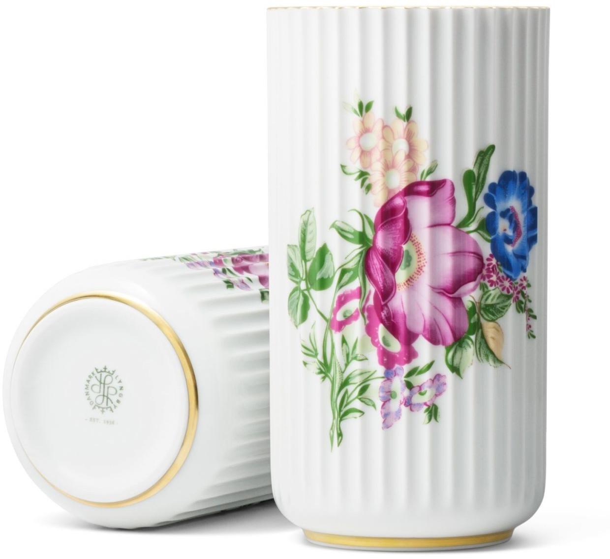 Lyngby Porcelæn Vase Porcelain 20cm Flowers
