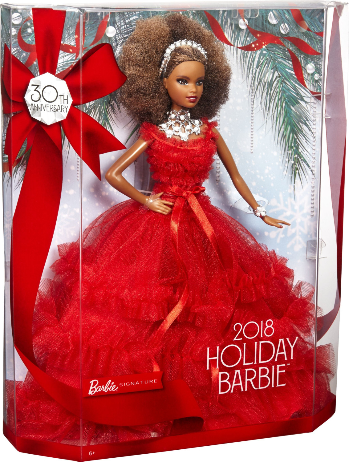 Barbie 2018 Holiday Puppe brünett mit Afro-Style