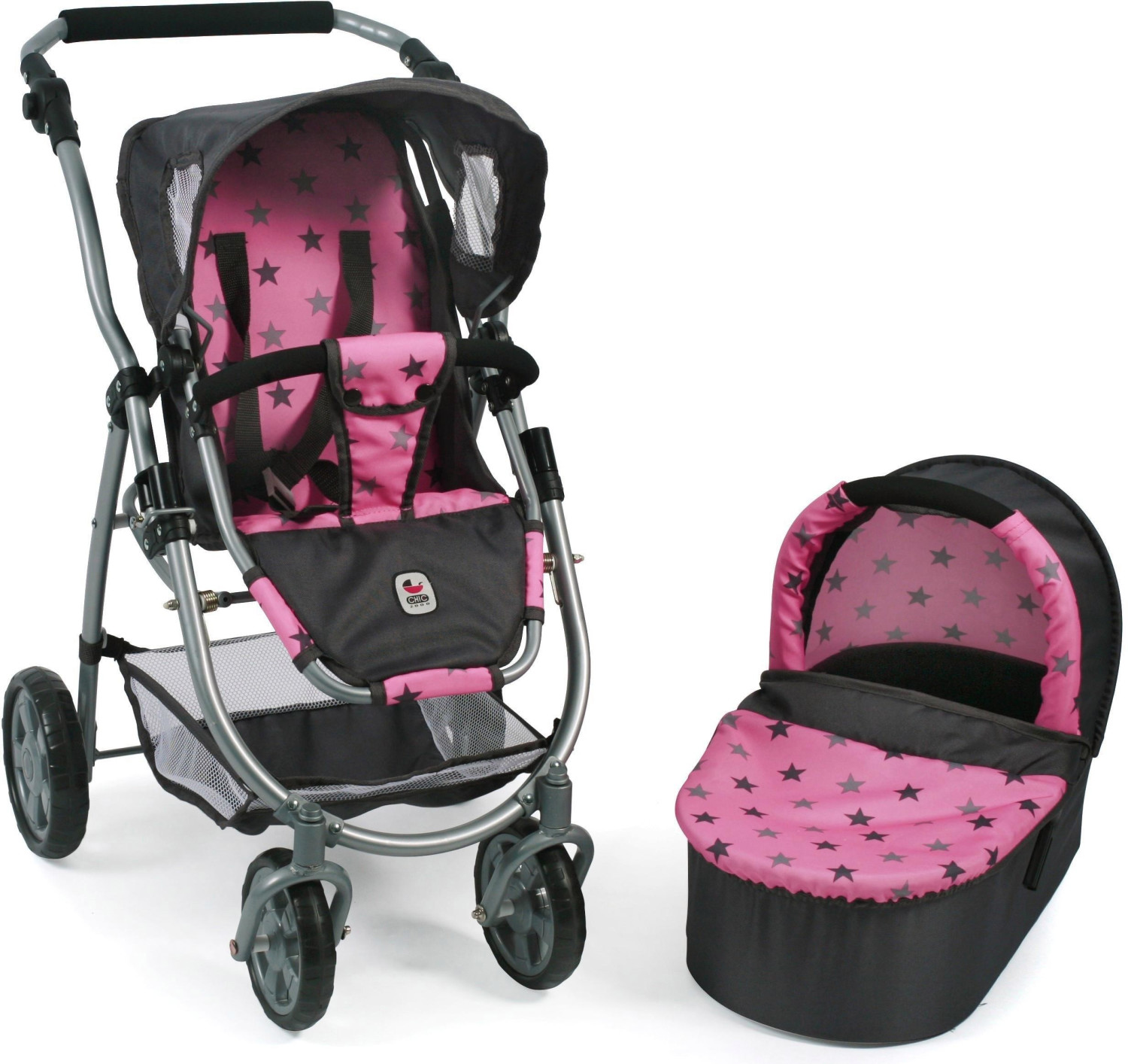 Bayer-Chic Doll's Pram Emotion 2in1 - Stars Grey