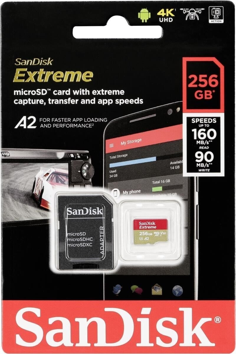 SanDisk Extreme microSDXC 256 Go Classe 10 U3 A2 V30 : meilleur prix, test  et actualités - Les Numériques
