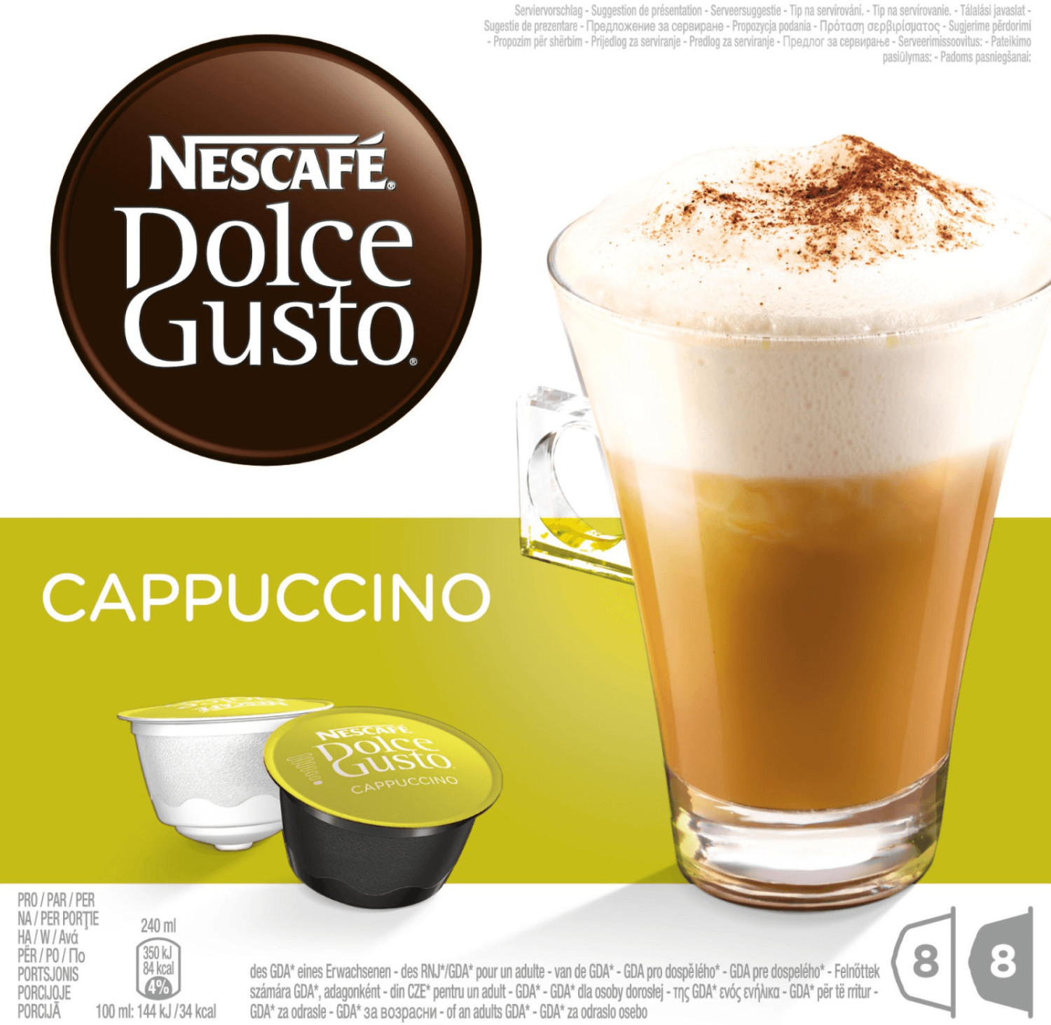 Dolce Gusto Nescafe Cápsulas de café, capuchino, 16 cápsulas (paquete de 3)