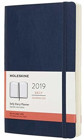 Moleskine 12 Months Daily Calender Soft Cover Large 2019 saphire