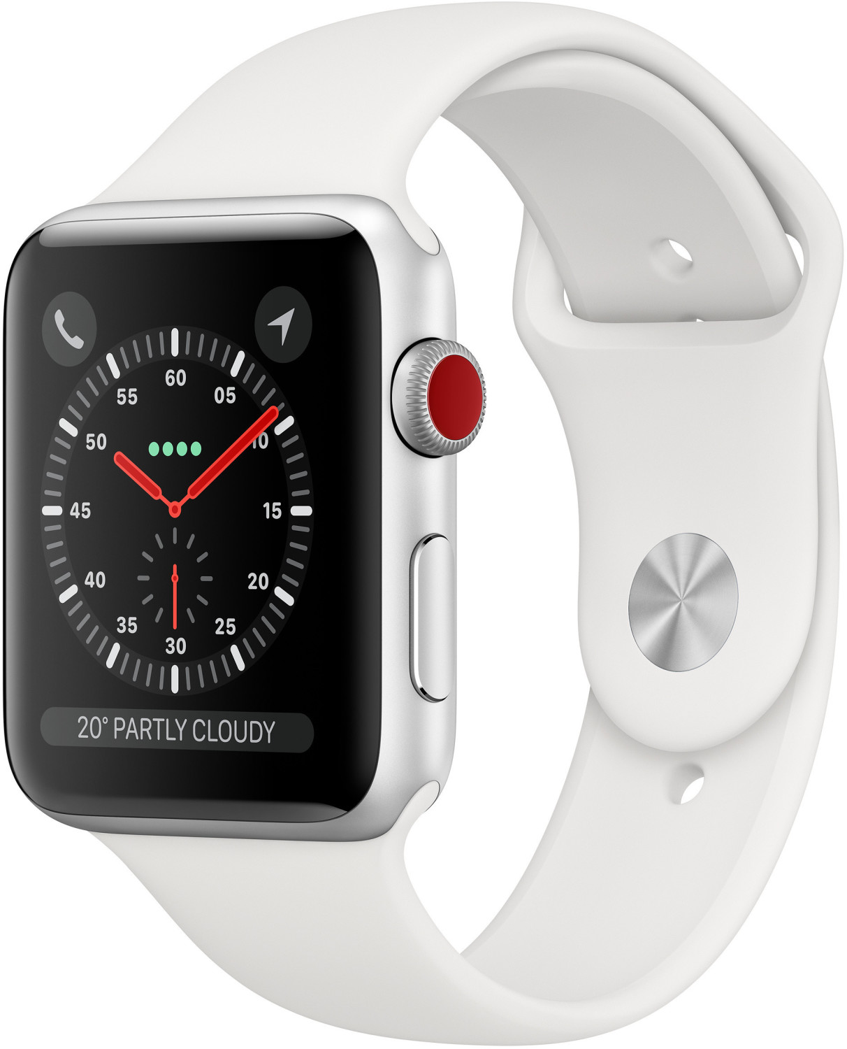 Apple Watch Series 3 42mm GPS + Cellular Aluminiumgehäuse silber mit Sportarmband weiß