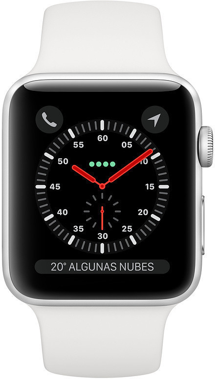 Apple Watch Series 3 GPS + Cellular 38 mm aluminium argent bracelet sport blanc