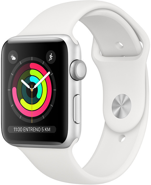apple watch series 3 gps silver aluminum case with white sport band