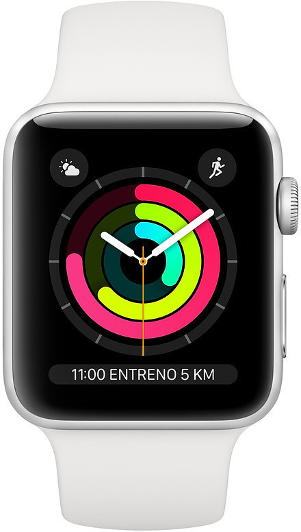 Apple Watch Series 3 GPS 38 mm aluminium argent bracelet sport blanc