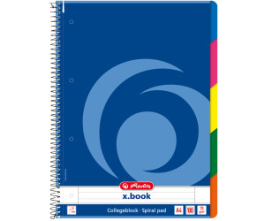 100 Blatt kariert herlitz x.book Spiralblock Register A4