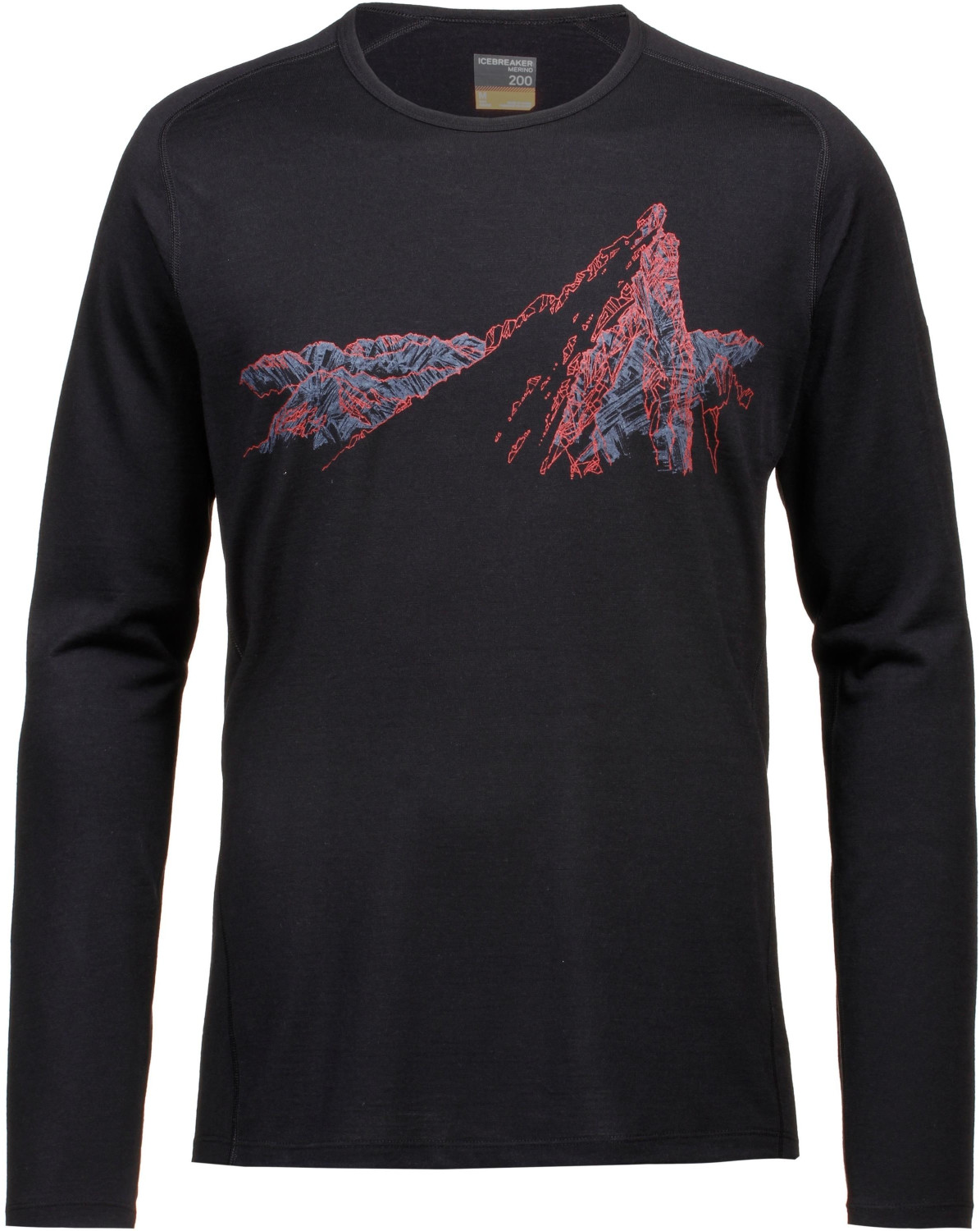 Icebreaker 200 Oasis Deluxe Raglan Long Sleeve Crewe La Meije Men black