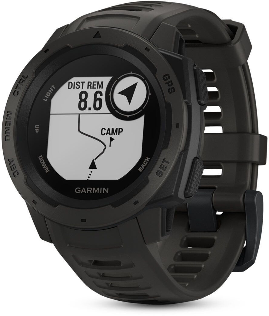 garmin instinct graphite colour smartwatch with silicone band