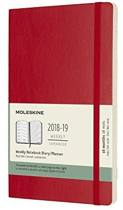Moleskine Weekly Notebook Large SC 2018/19 red
