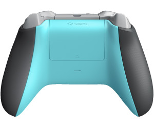 microsoft official xbox grey and blue wireless controller