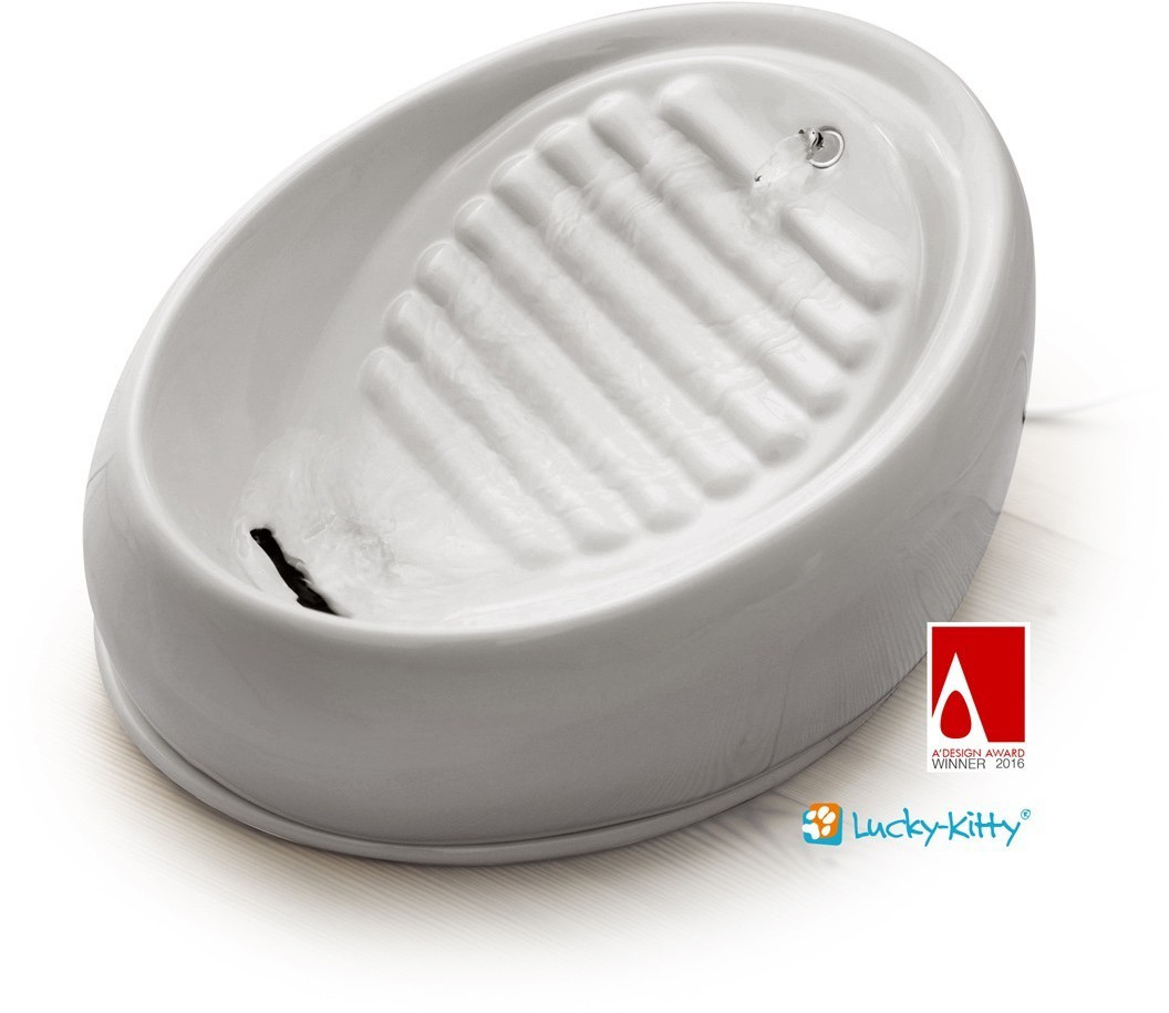 Lucky-Kitty Ceramic Drinking Fountain Grey