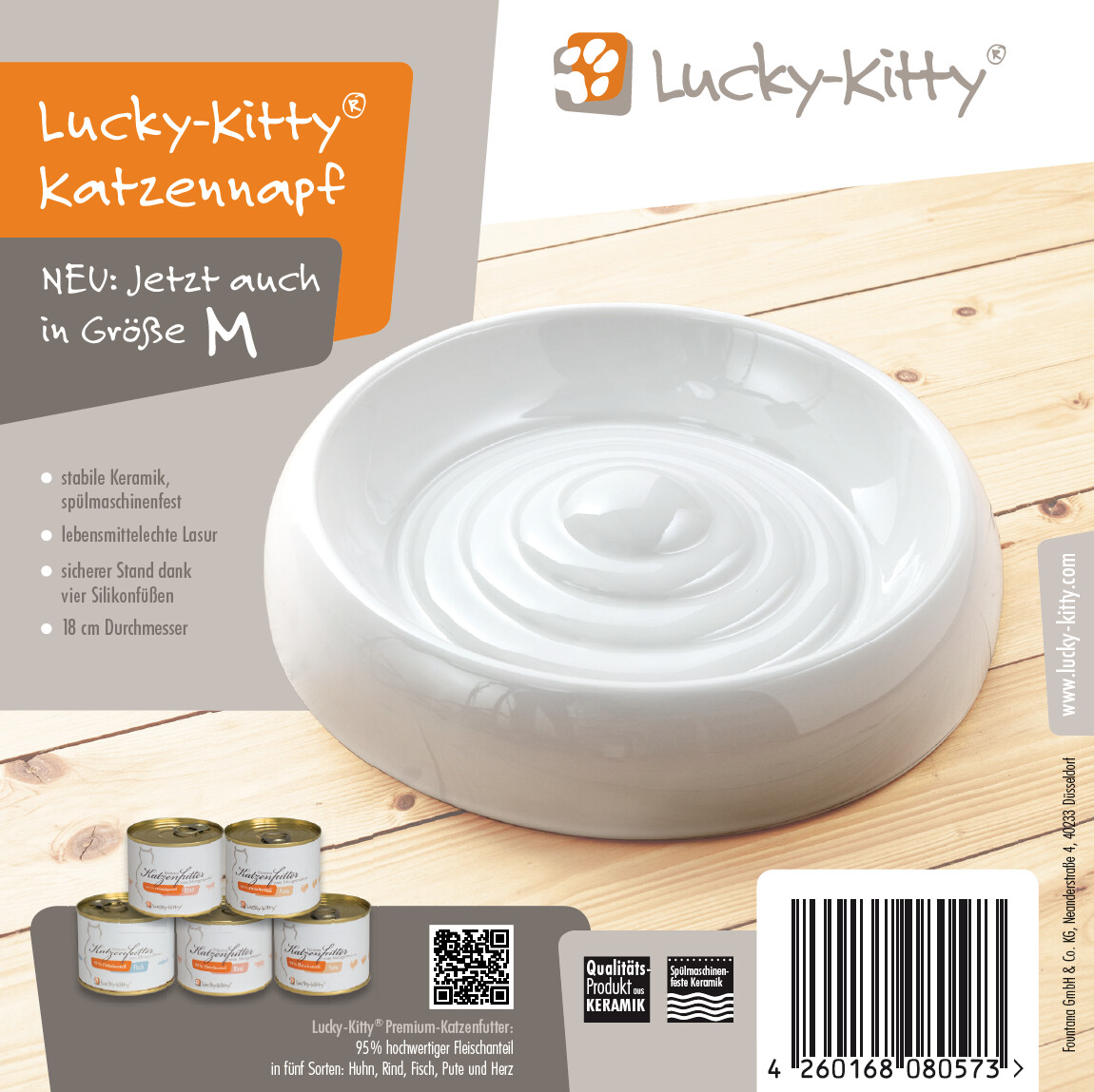 Lucky-Kitty Gamelle pour chat M 18 cm Lucky-Kitty Gamelle pour chat M 18 cm