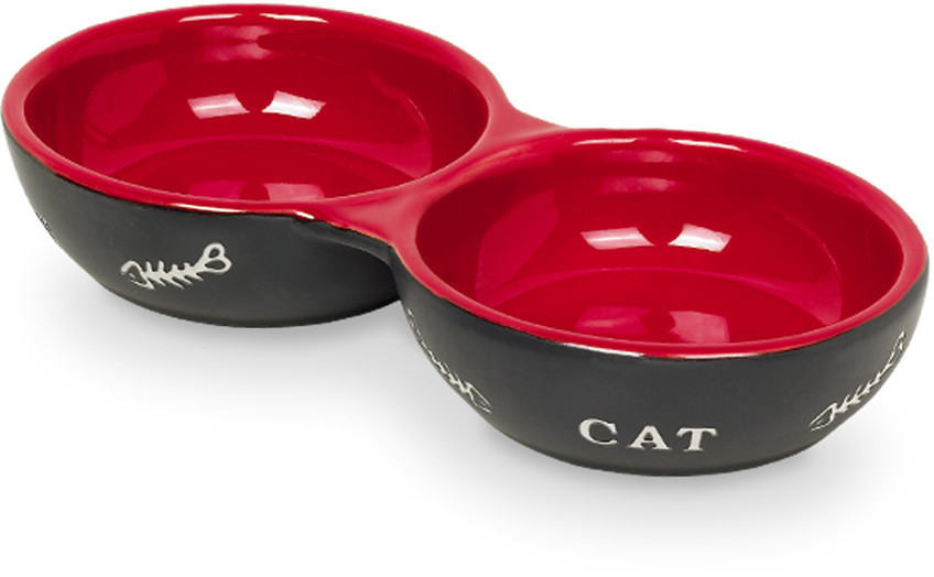 Nobby Ceramic Double Bowl CAT Black Red