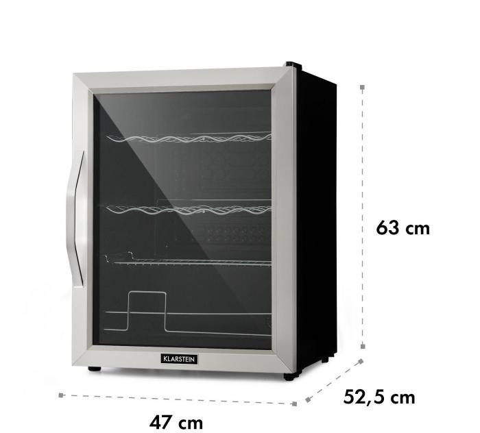 Klarstein Mini Kühlschrank mit Glastür, Mini, für Zimmer, Getränkekühlschrank  Klein mit Verstellbaren Ablagen, mit Wellenform-Racks, 60 Liter Kühlschrank  Leise : : Elektro-Großgeräte