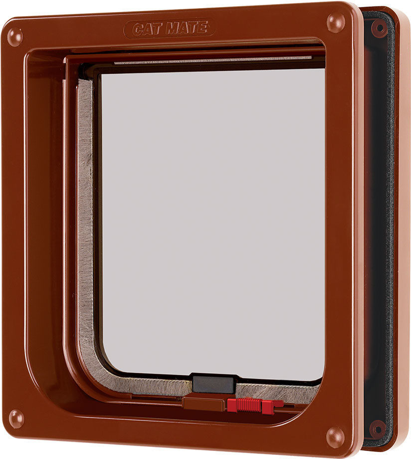 Pet Mate Lockable Cat Flap with Door Liner to 50mm brown