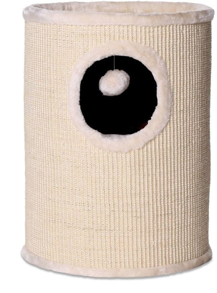 Dibea Sisal Scratching Ton with Plush Plateau and Toy 50cm Beige