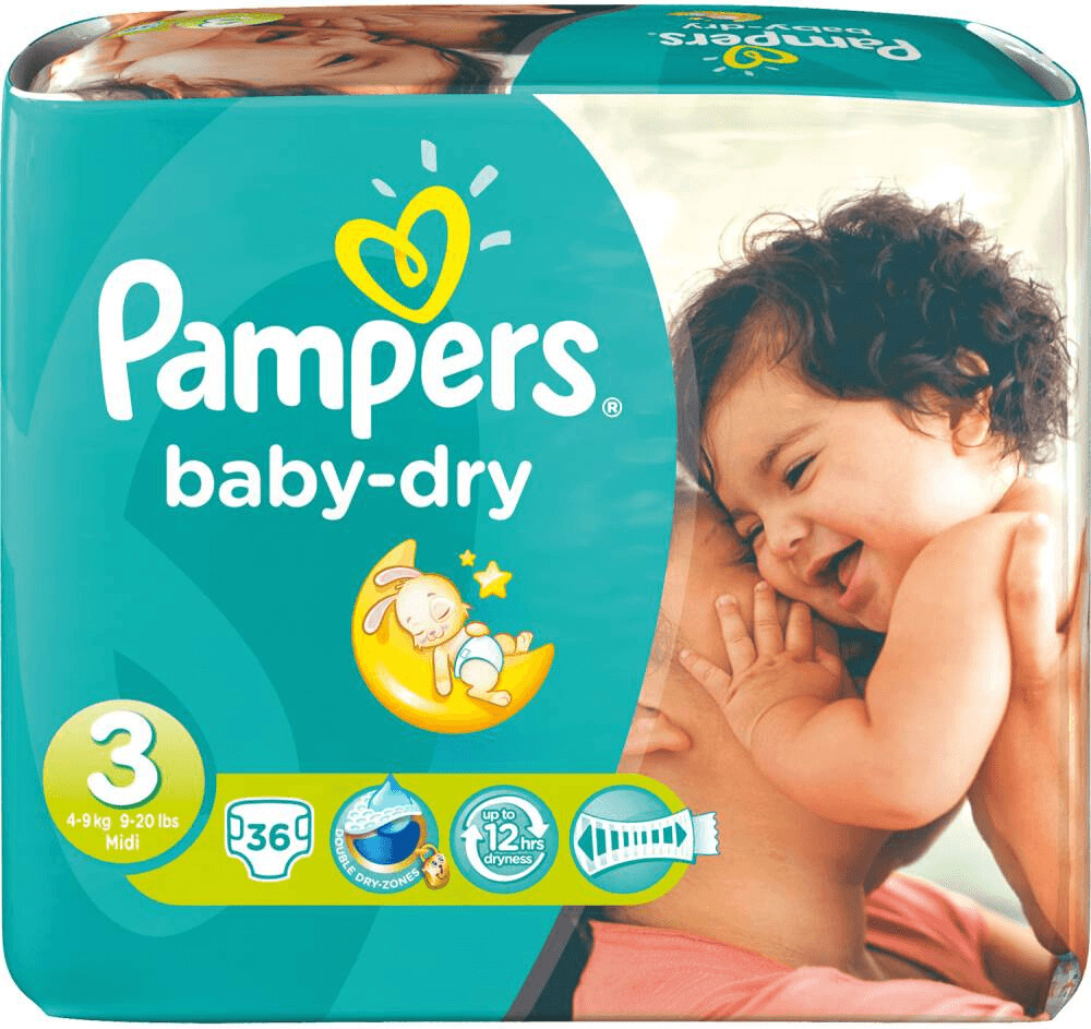 PAMPERS Baby-dry couche taille 4 ( 9-14kg ) 90 couches pas cher