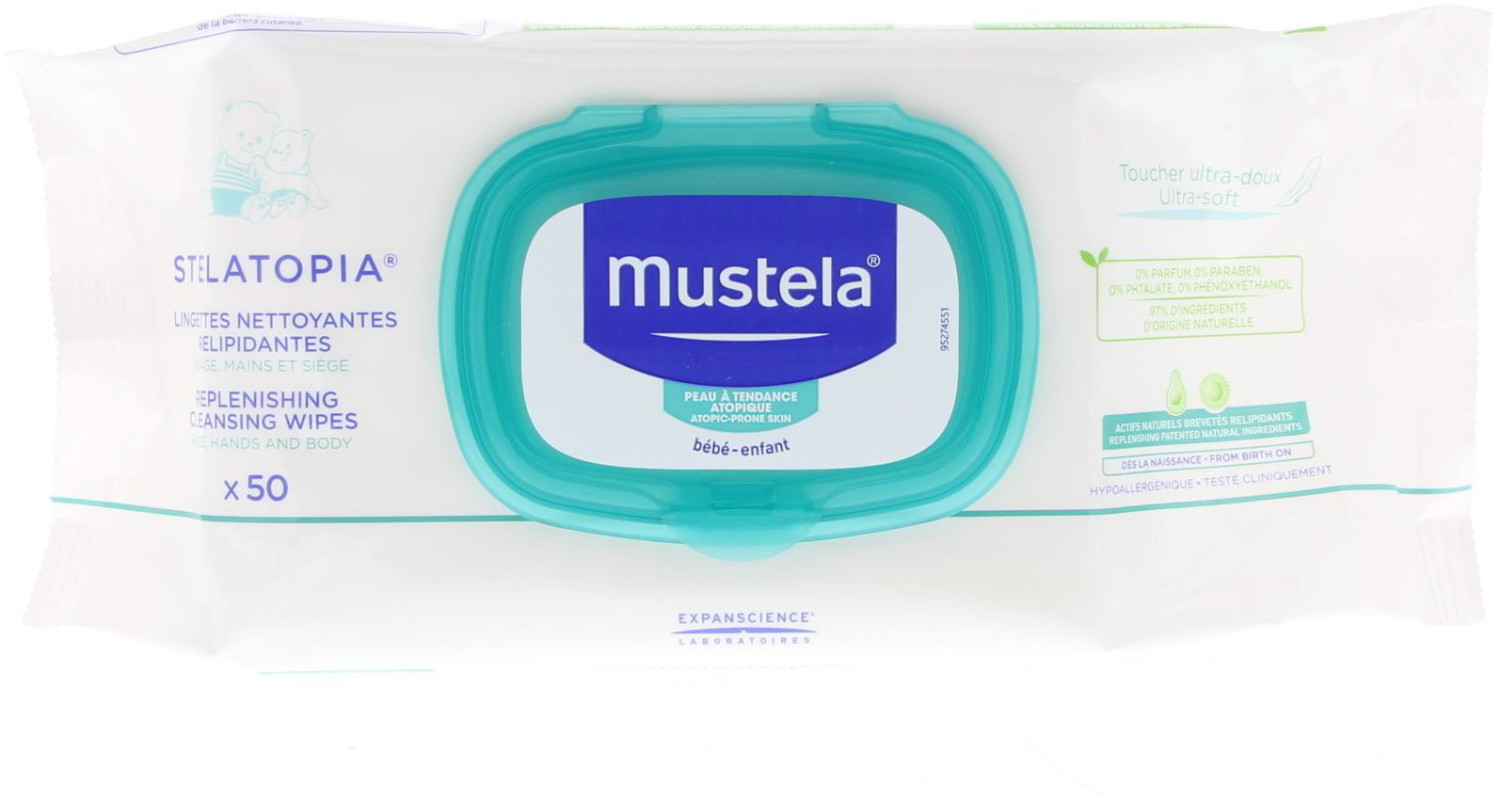 Mustela Stelatopia lingettes nettoyantes relipidantes (x 50)