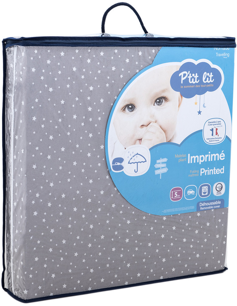 P'tit Lit Matelas pliant imprimé 60 x 120 cm