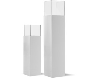 Bodenwindlicht Glossy Groß Weiß Hochglänzend Glaszylinder Kerzenhalter modern 