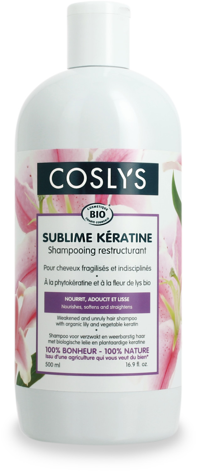 Coslys Sublime Kératine - Shampoing restructurant pour cheveux fragilisés et indisciplinés (500 ml)