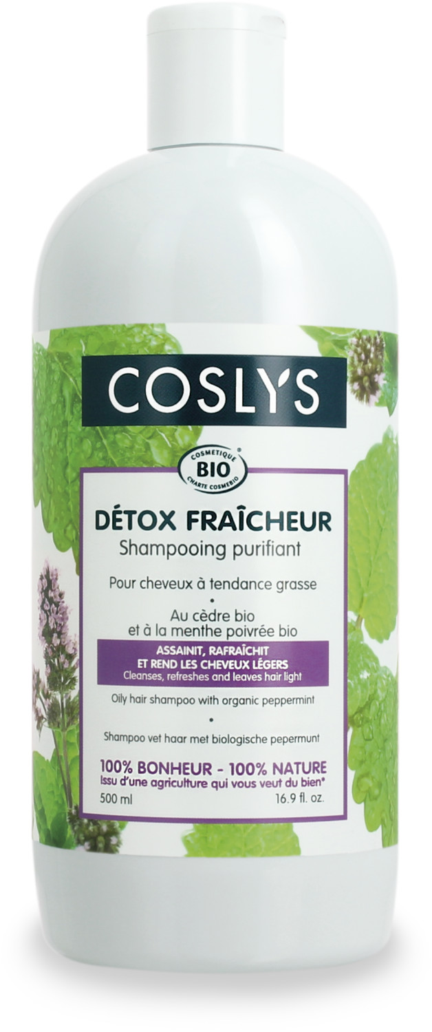 Coslys Détox Fraîcheur - Shampoing purifiant pour cheveux à tendance grasse (500 ml)
