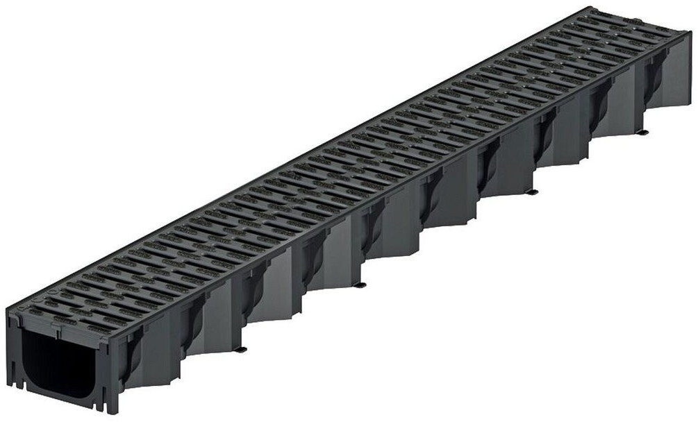 MCH Entwässerungsrinne Mit Stahlrost – 100x13x5,5 Cm, 1,5t Belastbar, DN110 Anschluss, Komplettset